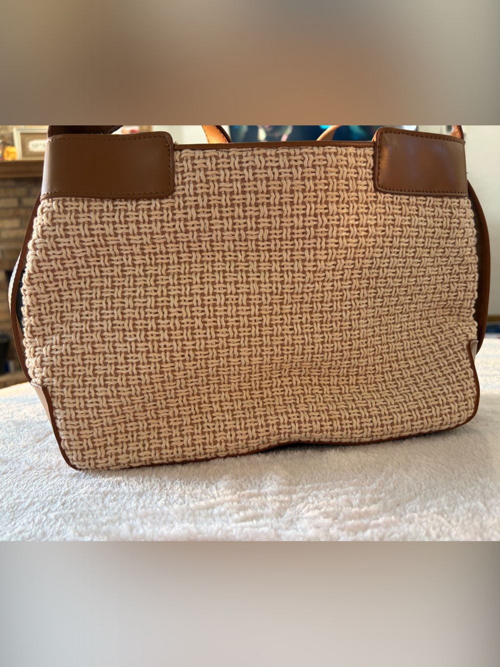 Vintage Stone Mountain Accessories Woven Cream and Brown Shoulder Bag - Picture 9 of 9